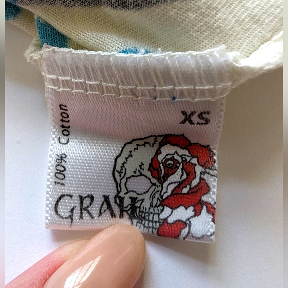 Y2K Vintage GRAIL Skull Rose Short Sleeve Crew Neck T-shirt Sz. XS NWOT - Picture 4 of 4